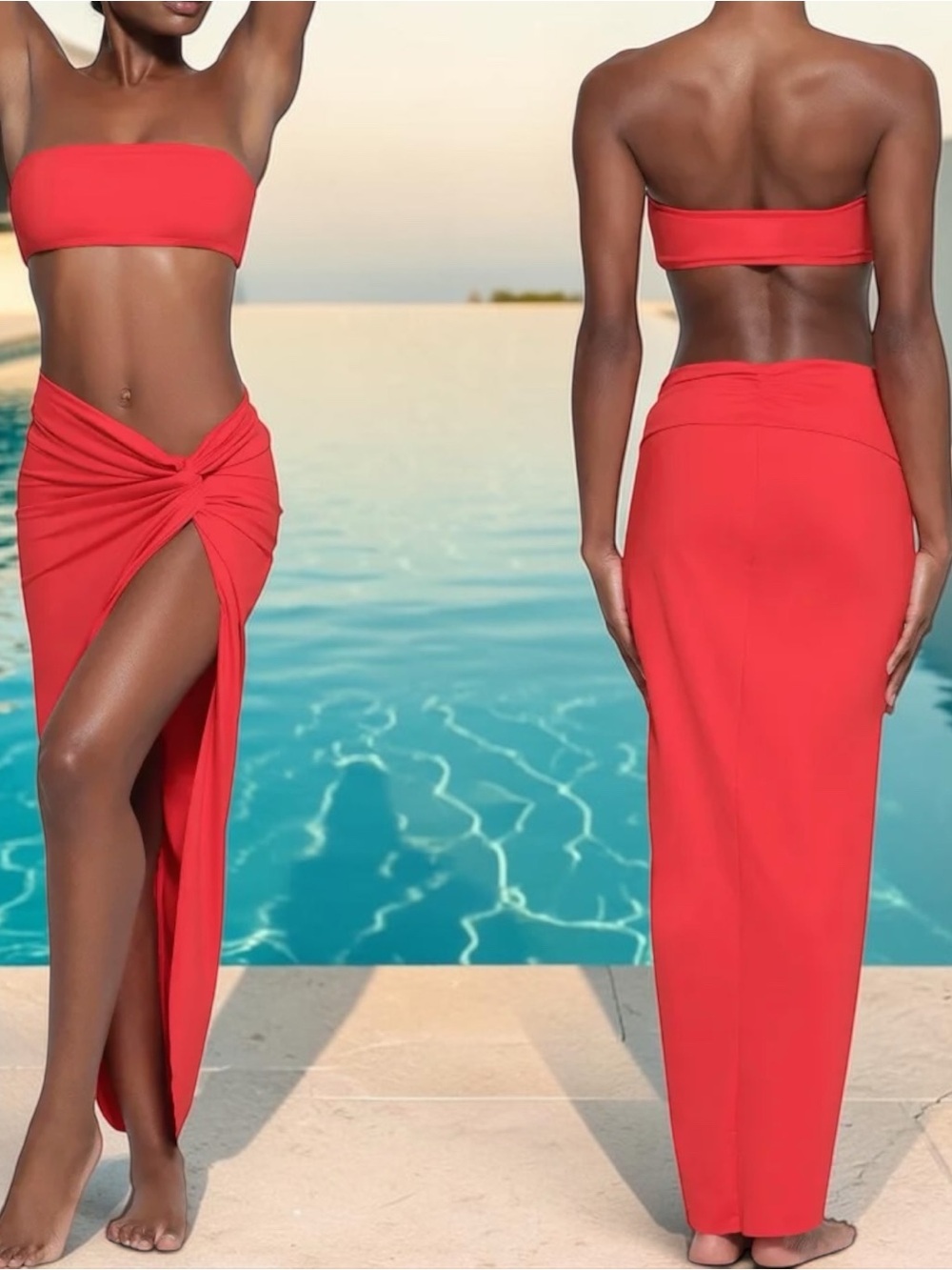 SKIMS Signature Swim Sarong Skirt | Ruby | M | NWOT 🏷️